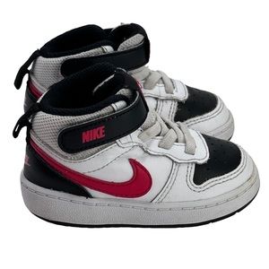 Nike Court Borough Mid White/Black/Red Toddler Size 5C